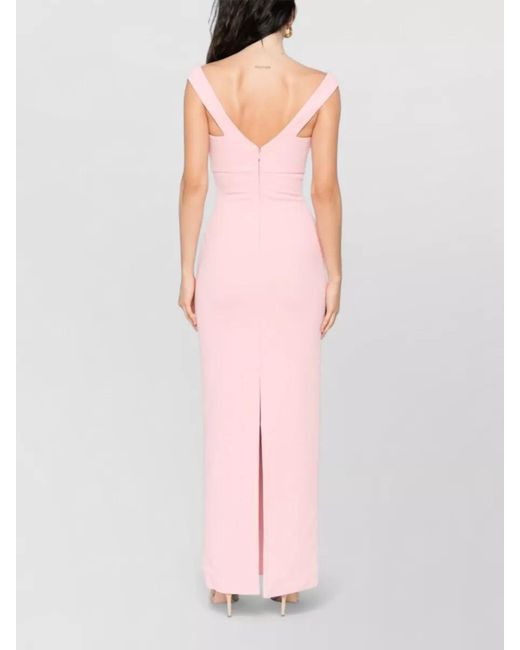 Solace London Pink Nalani Maxi Dress Back Slit V Neck