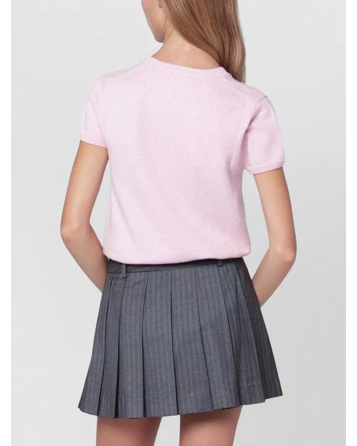 DUNST Gray Soft Texture Top Round Neck Short Sleeves