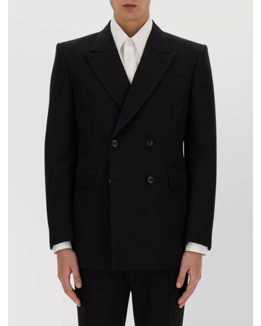 McQueen Black Double-Breasted Cotton Regular-Fit Suit Jacket for men