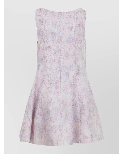 Alberta Ferretti Pink Silk Sleeveless Floral-Print Mini Dress