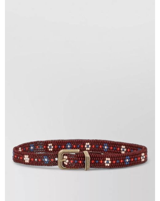 Etro White Beaded Belt Featuring Engraved Detail