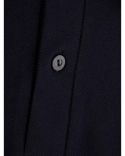 Gucci Black Cotton Polo Shirt Contrast Trim Collar for men