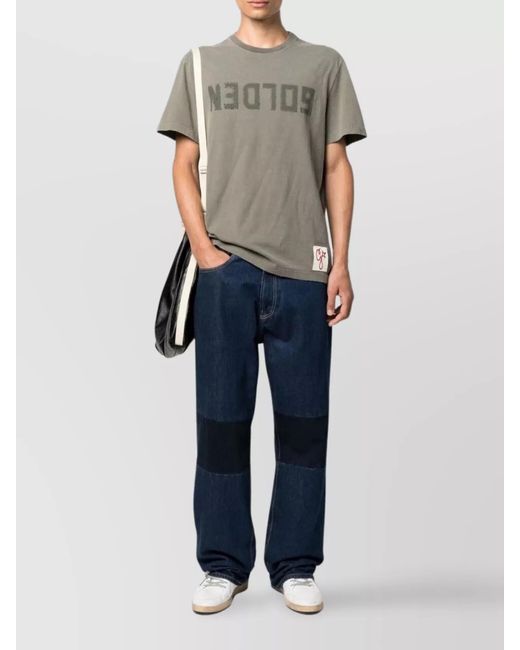 Golden Goose Deluxe Brand Gray Cotton Distressed Logo T-Shirt for men