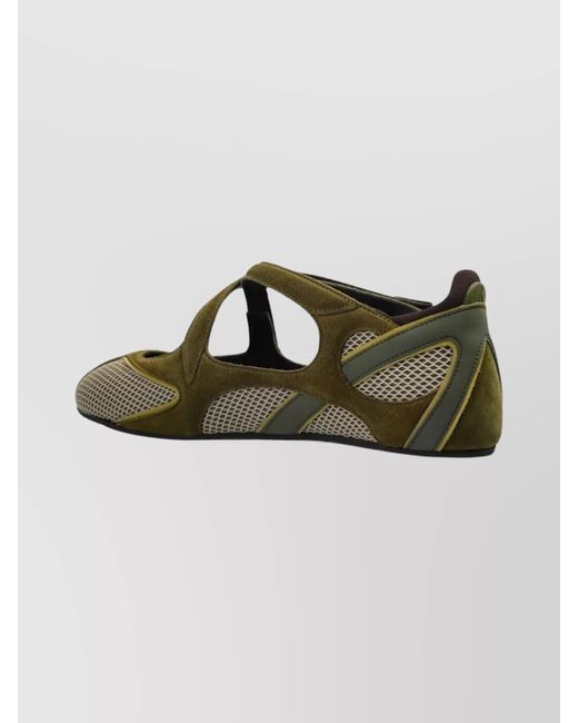 The Attico Green Suede Leather Ballerina Flats