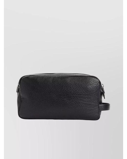 Brunello Cucinelli Black Leather Wash Bag for men