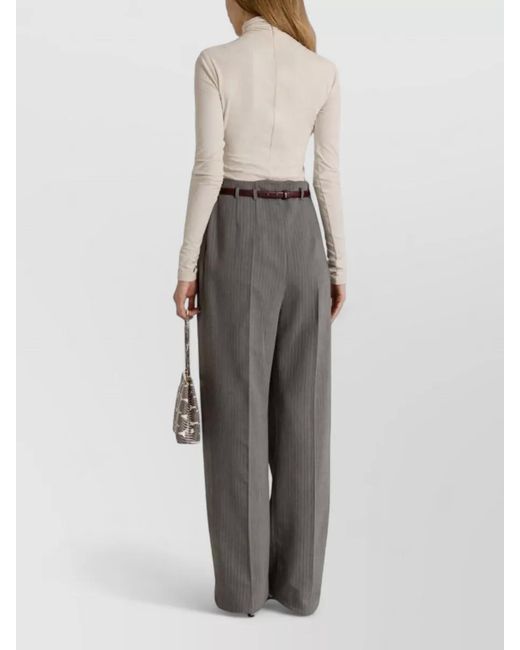 Alberta Ferretti Gray Wool Blend Tailored Wide Leg Trousers