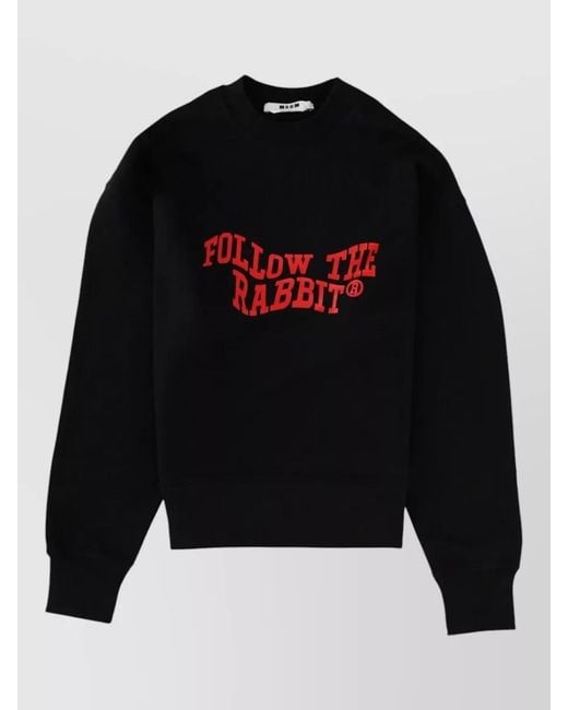 MSGM Black Oversized Cotton Sweatshirt