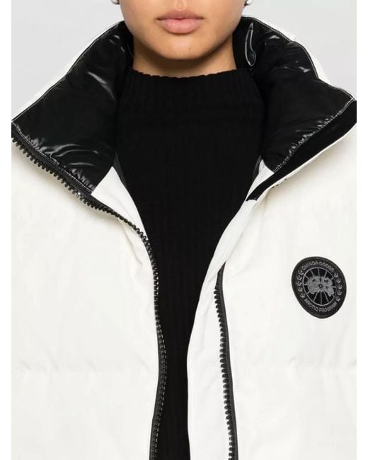 Canada Goose White Down Cropped Sleeveless Puffer Vest