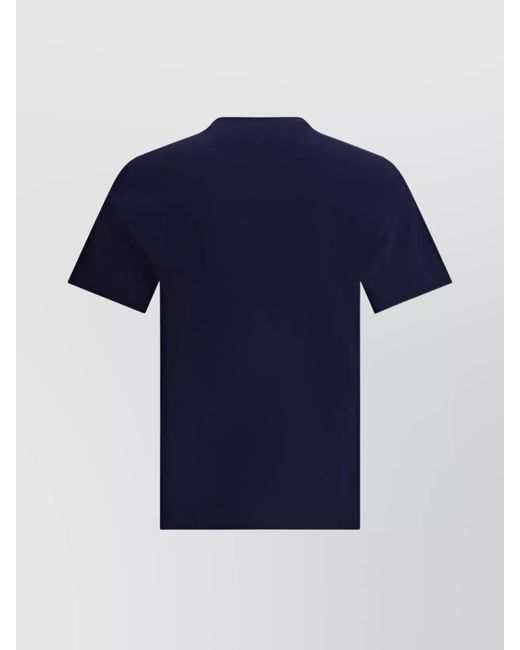 Brunello Cucinelli Blue Cotton Logo Print Crew Neck Short Sleeve T-Shirt for men