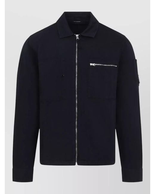 C P Company Blue Cp Company Cotton Linen Lens Shirt for men