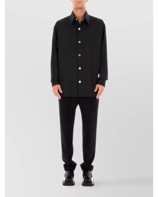 Balmain Black Virgin Wool Straight-Leg Trousers for men