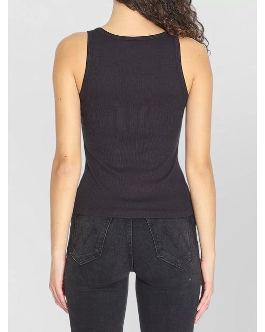 Alaïa Blue Ribbed Pleated Tank Top