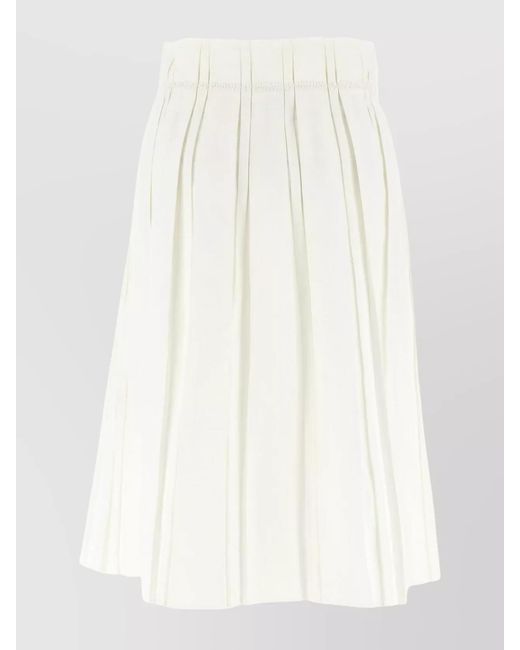Jil Sander White Linen Pleated Midi Skirt