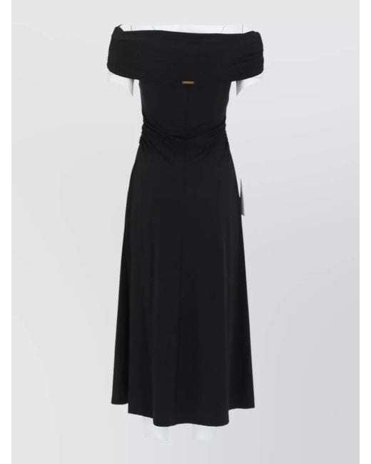 Michael Kors Black Draped Knotted Midi Dress