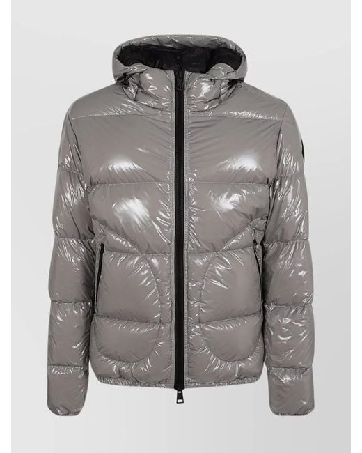 Herno Gray Gloss Hooded Down Bomber Jacket for men