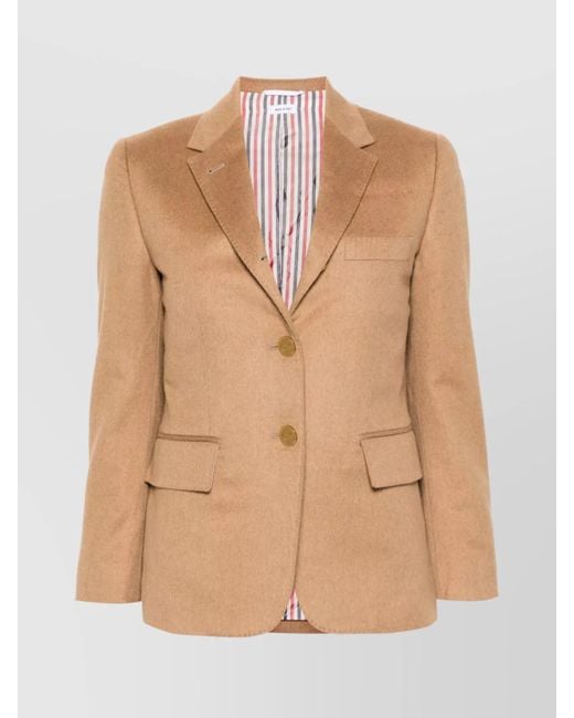 Thom Browne Natural Camel Hair Single-Breasted Blazer