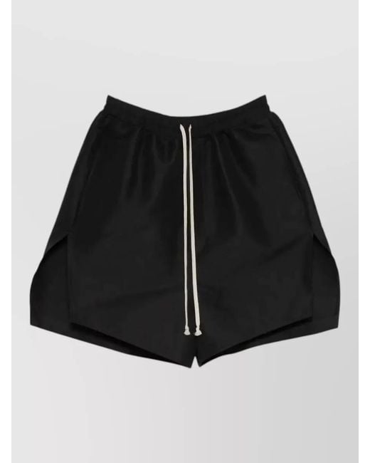 Rick Owens Black Cotton Nylon Drop-Crotch Shorts for men