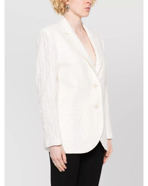 Harris Wharf London White Cotton Blend Single-Breasted Blazer