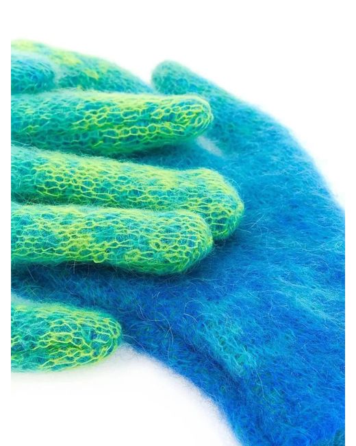 ERL Blue Mohair Blend Gradient Knit Finger Gloves