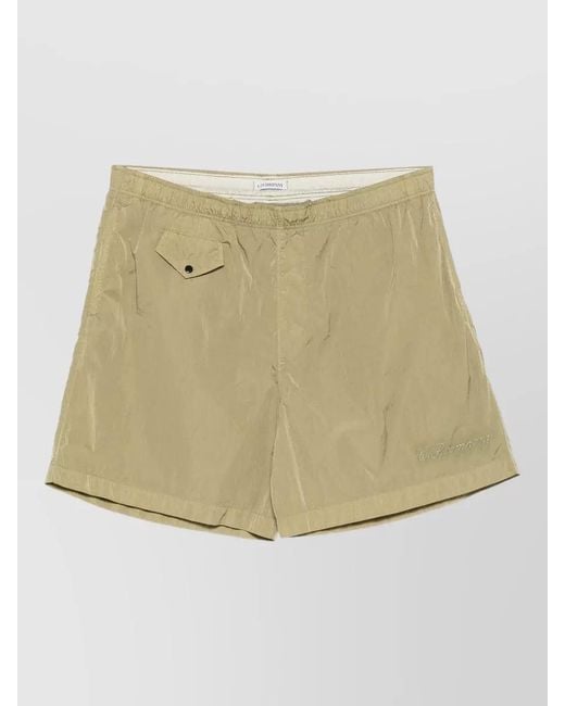 C P Company Natural Nylon Swim Shorts Elastic Waistband Pockets for men
