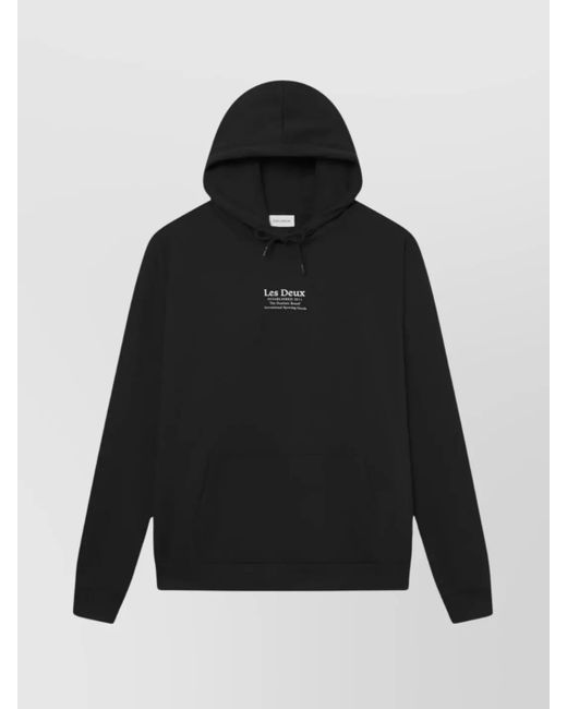 Les Deux Black Hooded Sweatshirt Featuring Ribbed Cuffs for men