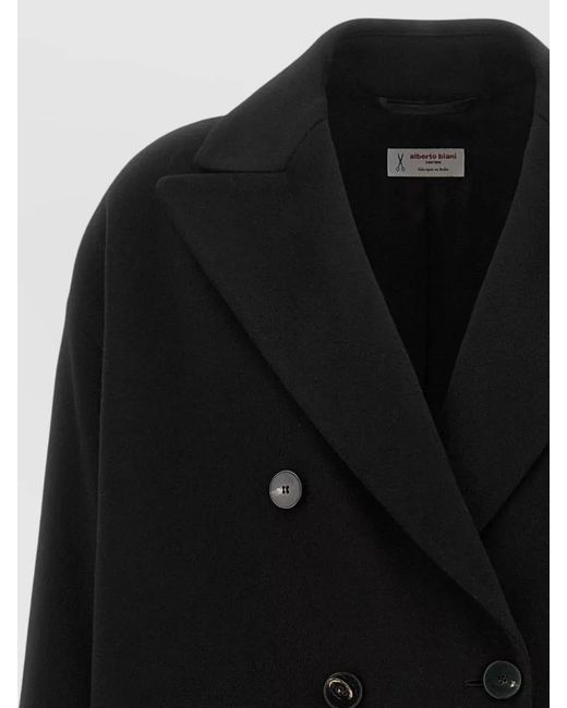 Alberto Biani Black Wool Oversized Double-Breasted Coat