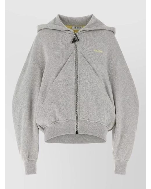 The Attico Gray Hooded Sweatshirt Featuring Distinctive Logo Detail