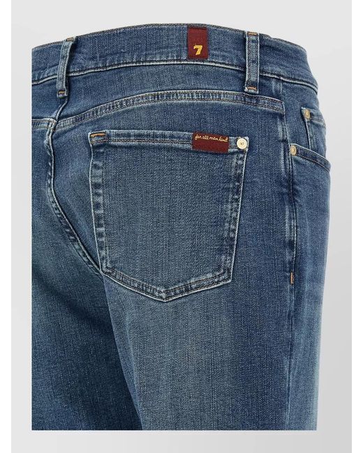 7 For All Mankind Blue Cropped Relaxed Skinny Jeans