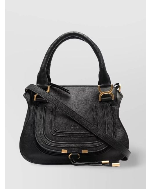 Chloé Black Marcie Small Leather Shoulder Bag