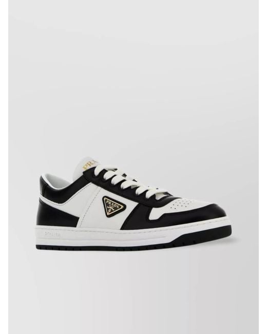Prada White Leather Low-Top Sneakers