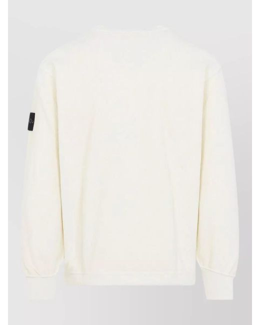 Stone Island White Crewneck Cotton Sweatshirt Regular Fit for men