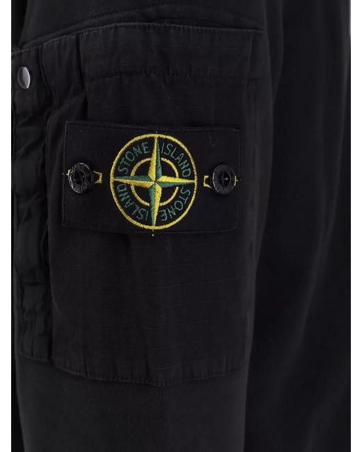 Stone Island Blue High Neck Jacket Long Sleeves Pockets for men