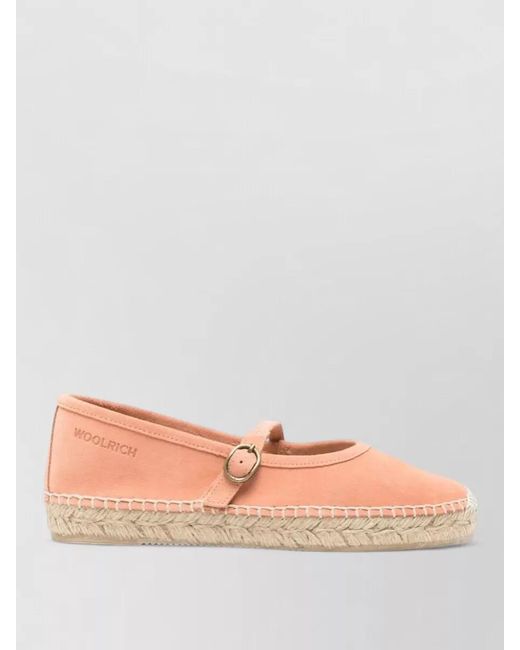 Woolrich Pink Suede Leather Ballet Espadrilles Round Toe