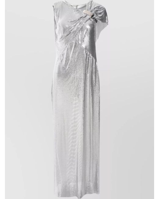 Rabanne Gray Metallic Mesh Maxi Dress