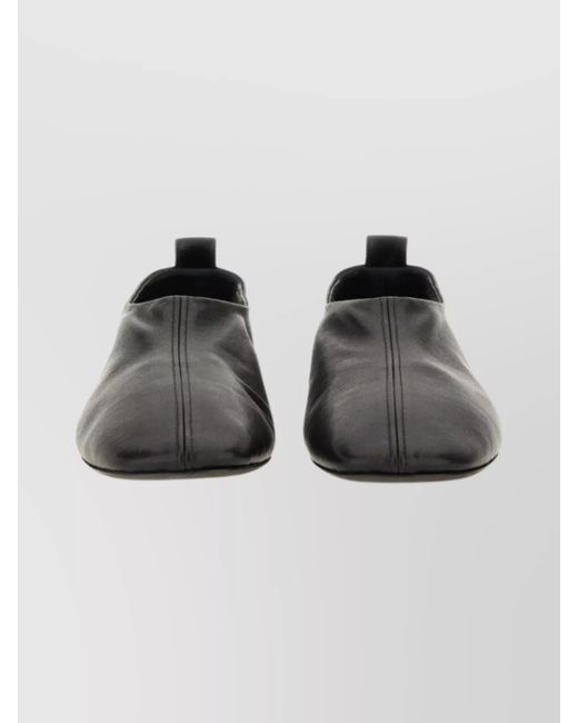 Dries Van Noten Black Leather Ballerina Shoes