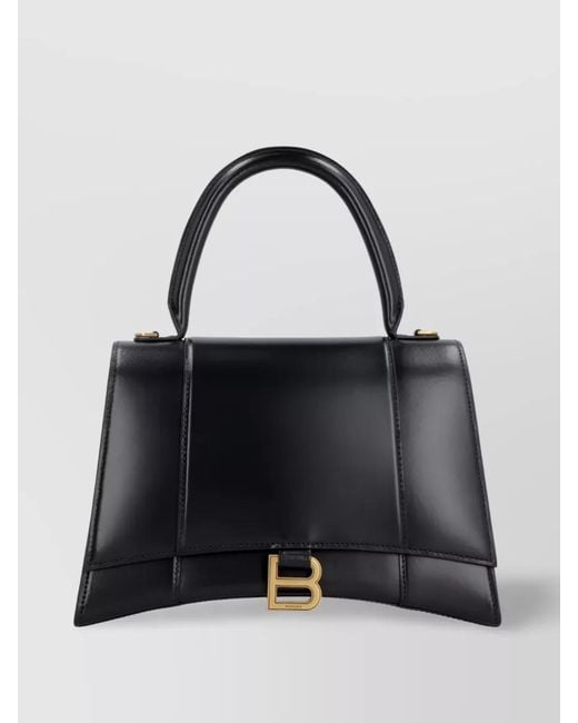 Balenciaga Black Hourglass Medium Leather Shoulder Bag