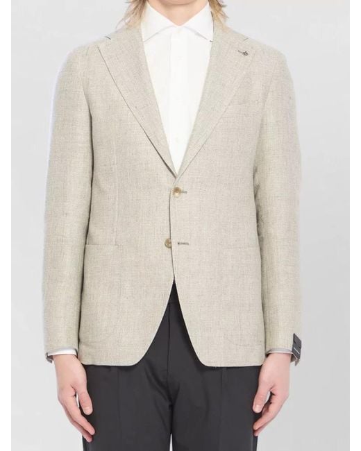 Tagliatore Natural Wool-Blend Buttoned Blazer for men