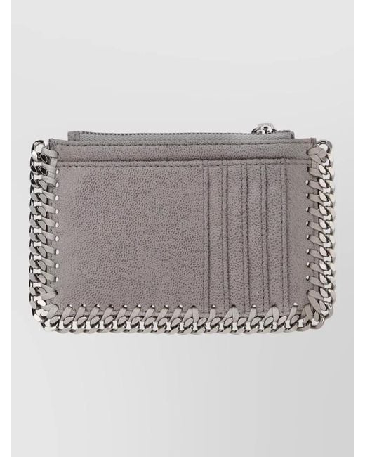 Stella McCartney Gray Falabella Chain Trim Cardholder Accessory