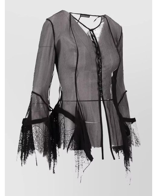 Ann Demeulemeester Black Silk Fitted Shirt