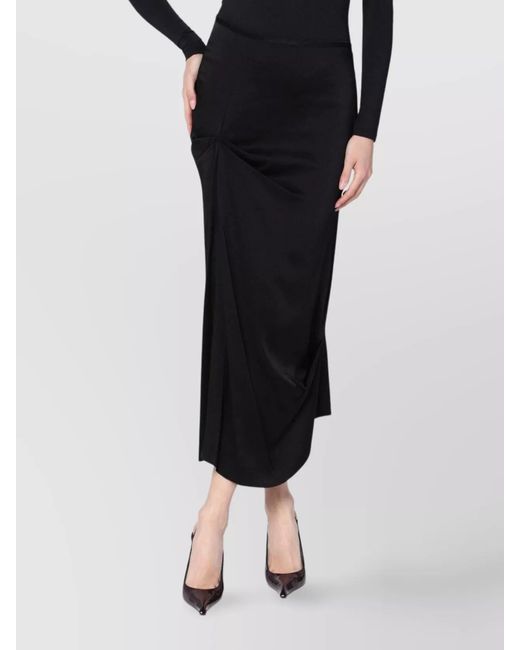 Victoria Beckham Black Draped Midi Skirt