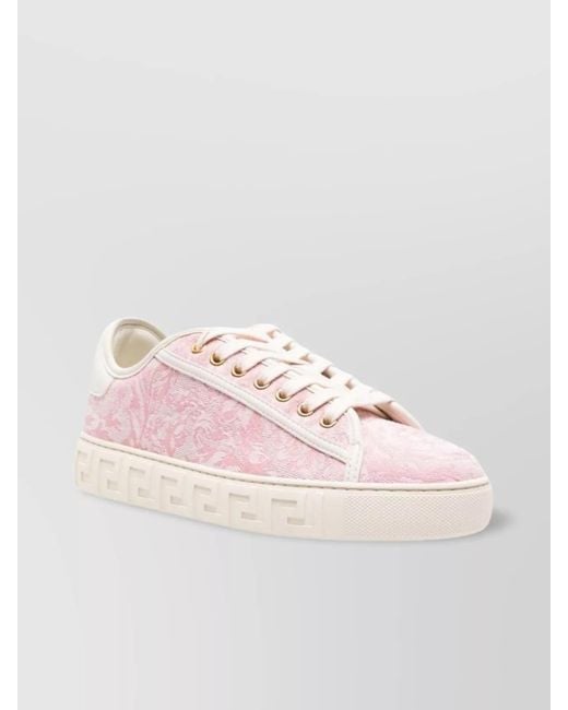 Versace Pink Jacquard Patterned Low Top Sneakers