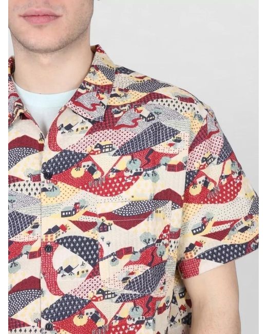 YMC Red Malick Shirt Short Sleeves All Over Print for men