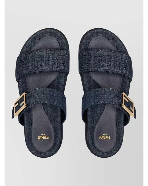 Fendi Blue Denim Flat Sandals