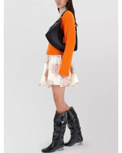 Ganni Orange Cashmere Sweater Long Sleeves V Neck