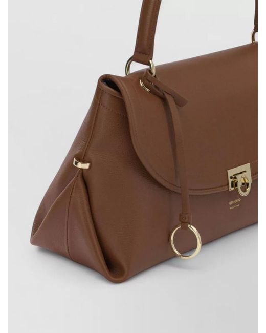 Ferragamo Brown Gancini Leather Clutch Bag
