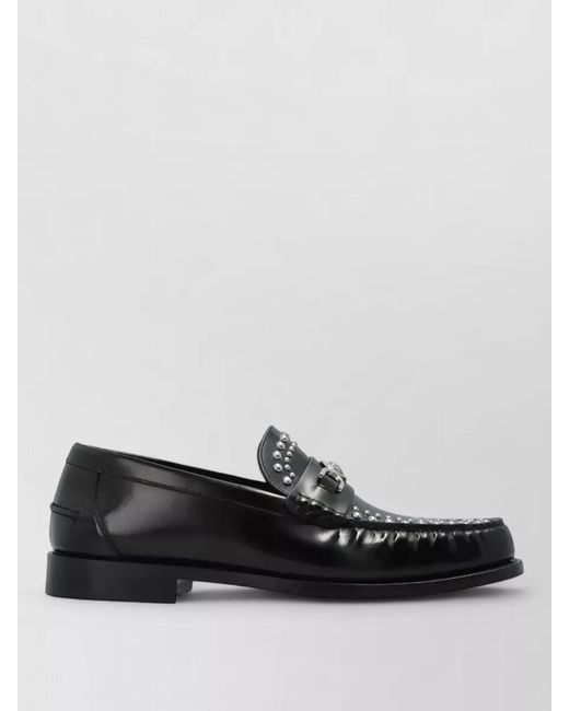 Versace Black Loafers Calf Leather Studded Detail Design for men
