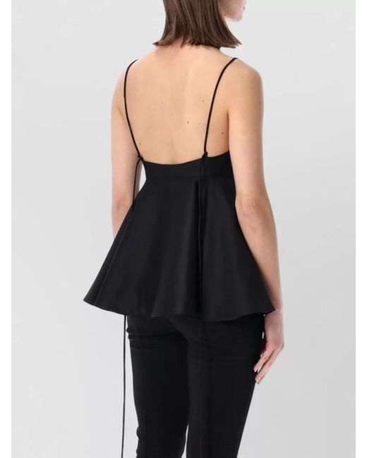Rohe Black Bustier Top Flared Hem Satin Straps