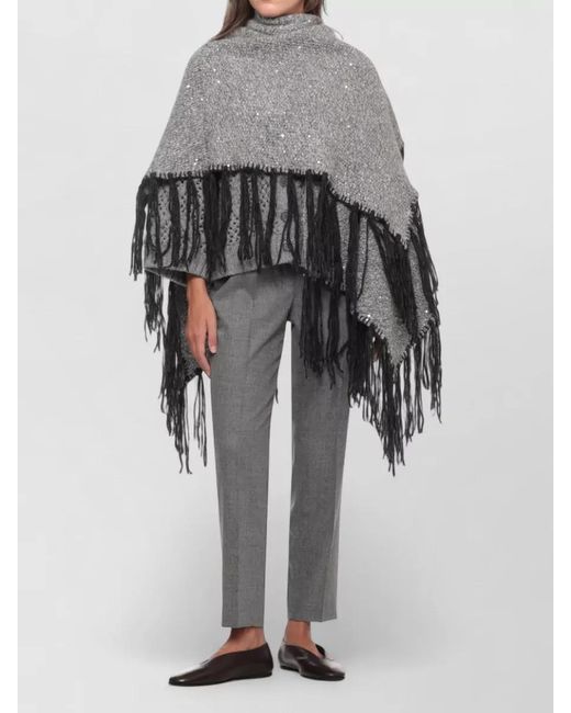 Peserico Gray Knit Cape Layering Piece Open Front for men