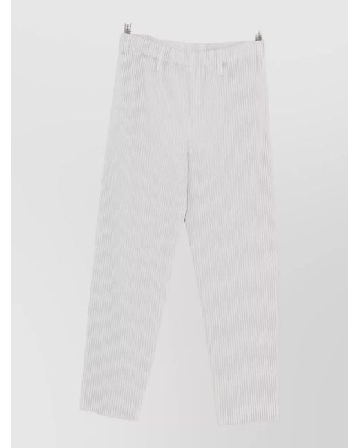 Homme Plissé Issey Miyake White Pleated Straight-Leg Trousers for men