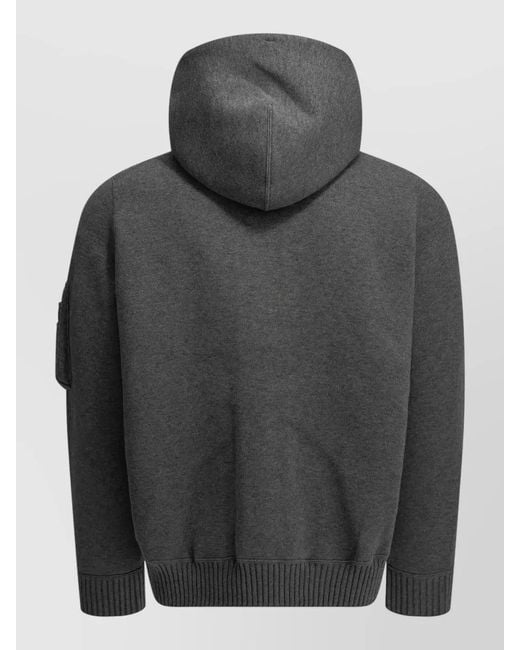 Sacai Gray Hooded Zip Sweatshirt Regular Fit Pockets for men